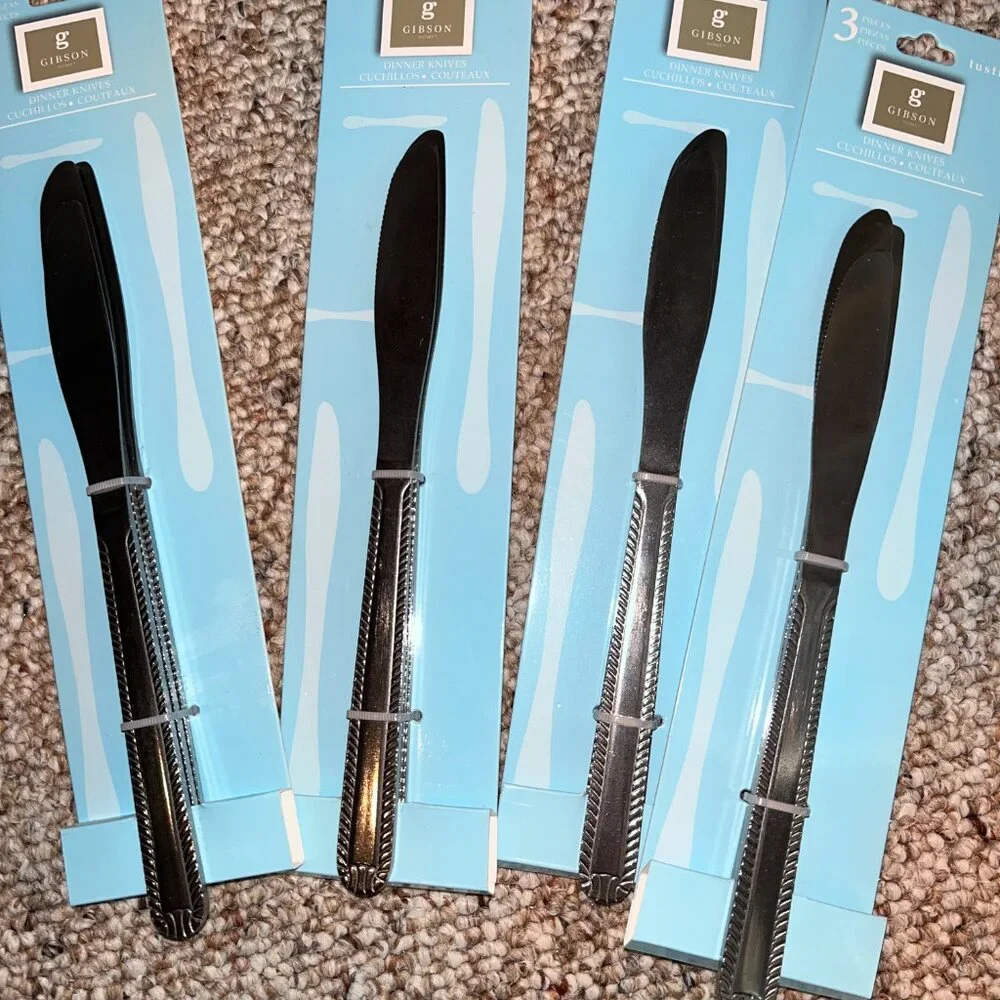 Gibson Tustin Dinner Knives‎ Set 12 Dishwasher Safe (4 sets of 3) (NEW)